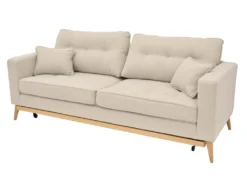 Canapé 3 Places Convertible En Tissu Crème KENZA -Canapé Soldes Boutique canape 7199973