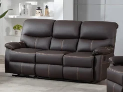 Canapé 3 Places Relax En Simili Marron CANBY