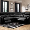 Canapé D'angle Relax Cuir EVASION - Noir
