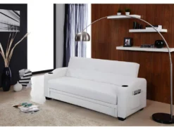 Canapé Convertible Clic Clac En Simili MIRELLA - Blanc -Canapé Soldes Boutique canape 8661