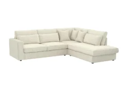 Grand Canapé D'angle Droit En Velours Côtelé Crème MONDOVI -Canapé Soldes Boutique canape 8736105