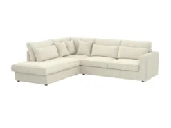 Grand Canapé D'angle Gauche En Velours Côtelé Crème MONDOVI -Canapé Soldes Boutique canape 8736709