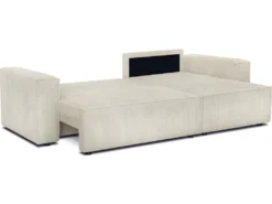 Canapé D'angle Convertible Réversible 4 Places Avec Coffre De Rangement En Velours Côtelé Beige - Livia -Canapé Soldes Boutique canape 8908821