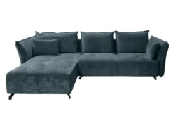 Canapé D'angle Réversible Et Convertible Velours Bleu L310 Cm - RUFUS -Canapé Soldes Boutique canape 8908847