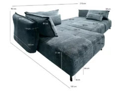 Canapé D'angle Réversible Et Convertible Velours Bleu L310 Cm - RUFUS -Canapé Soldes Boutique canape 8908851