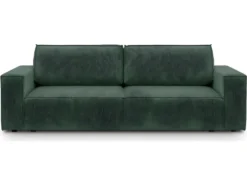 Canapé Convertible 3 Places Avec Coffre De Rangement En Velours Fines Côtes Vert - Harper