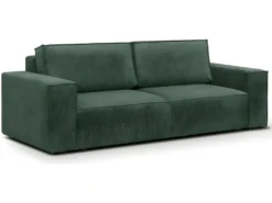 Canapé Convertible 3 Places Avec Coffre De Rangement En Velours Fines Côtes Vert - Harper -Canapé Soldes Boutique canape 8909283