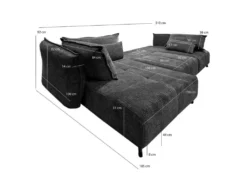 Canapé D'angle Réversible Et Convertible En Velours Anthracite - RUFUS -Canapé Soldes Boutique canape 8911281