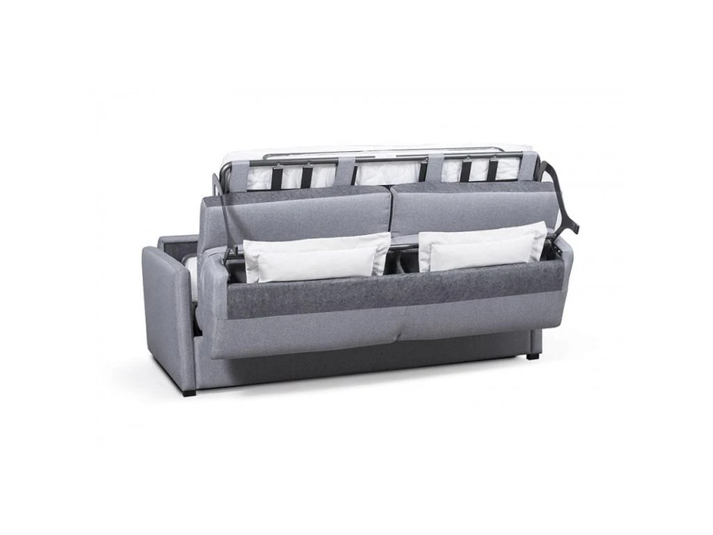 Canapé Tissu Gris Clair Convertible Express LISSA - 3 Places. 3 Canapé Tissu Gris Clair Convertible Express LISSA - 3 Places. – Image 3