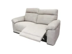 Canapé Relaxation 2 Places Motorisé En Tissu Suédine Beige - CLARA