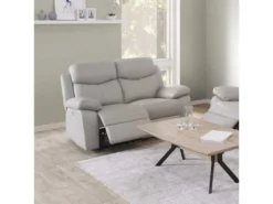 Canapé Relax 2P Cuir Gris Clair - BATO