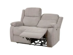 LORYS - Canapé Relax Electrique 2 Places Tissu Gris Clair -Canapé Soldes Boutique canape 8914467