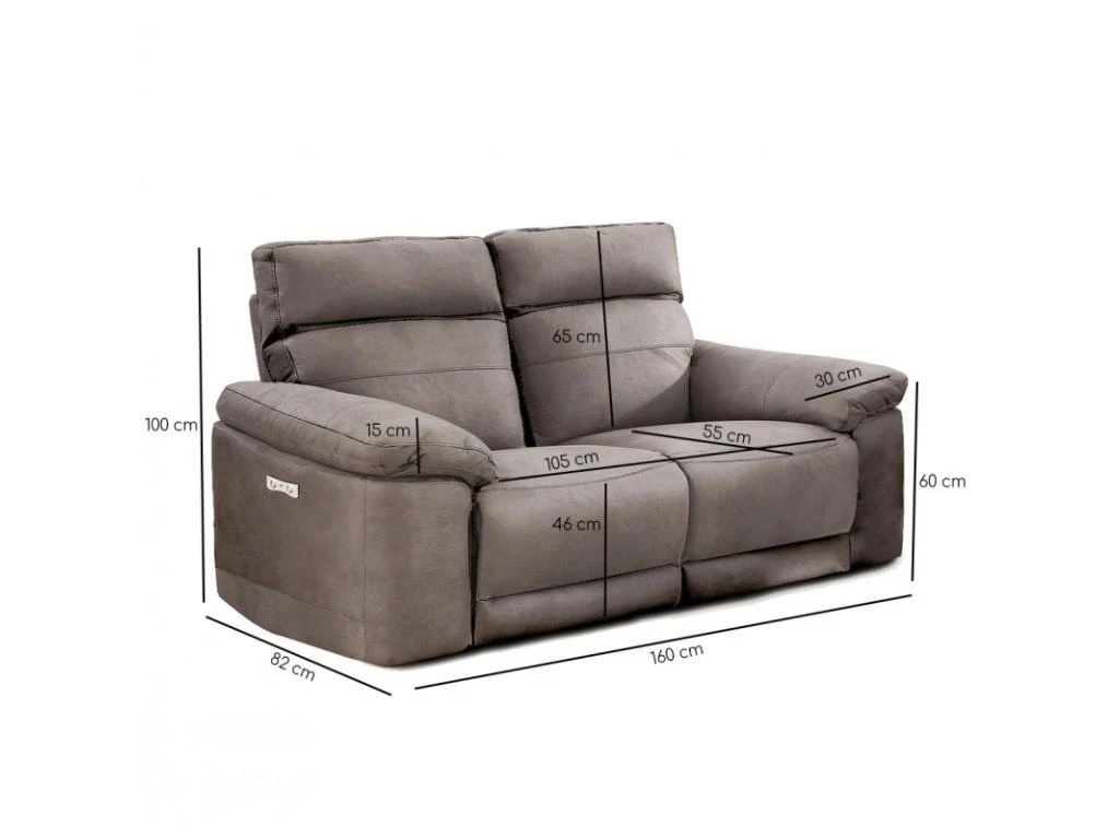 Canapé Relaxation 2 Places Motorisé En Tissu Suédine Taupe - CLARA 5 Canapé Relaxation 2 Places Motorisé En Tissu Suédine Taupe - CLARA – Image 5