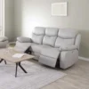 Canapé Relax 3P Cuir Gris Clair - BATO