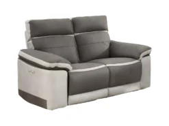 Canapé Relaxation 2 Places Motorisé En Tissu Bicolore Taupe - CLARA