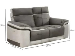 Canapé Relaxation 2 Places Motorisé En Tissu Bicolore Taupe - CLARA -Canapé Soldes Boutique canape 8914593