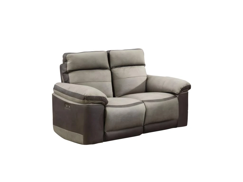 Canapé Relaxation 2 Places Motorisé En Tissu Bicolore Beige - CLARA 1 Canapé Relaxation 2 Places Motorisé En Tissu Bicolore Beige - CLARA