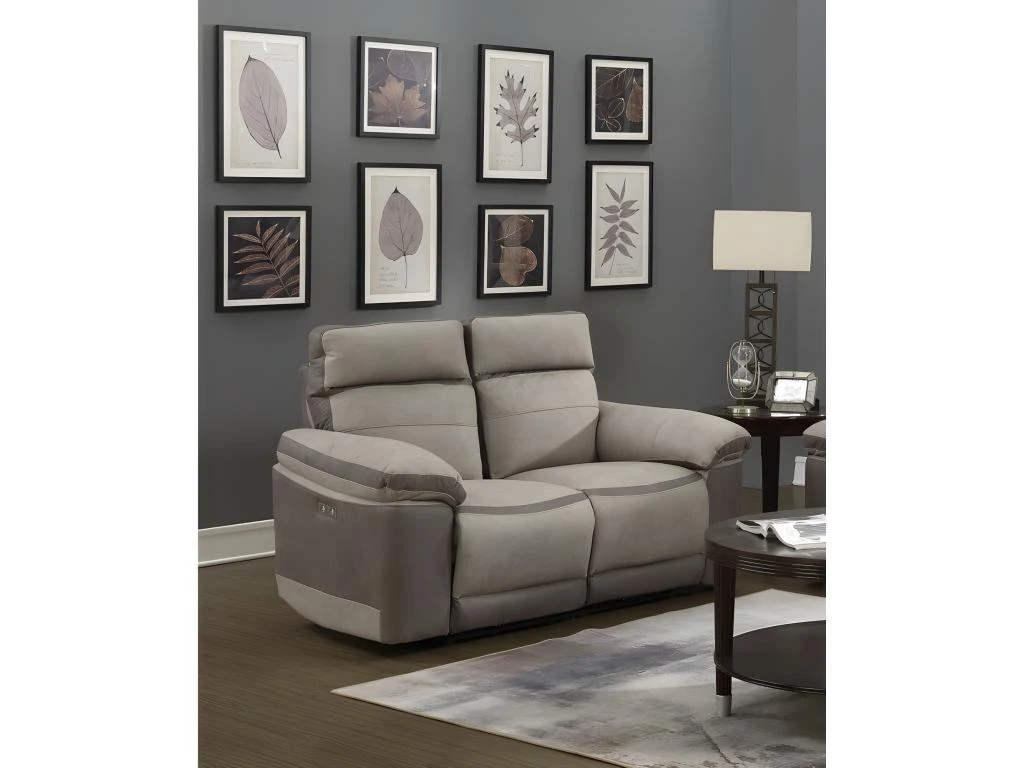 Canapé Relaxation 2 Places Motorisé En Tissu Bicolore Beige - CLARA 2 Canapé Relaxation 2 Places Motorisé En Tissu Bicolore Beige - CLARA – Image 2