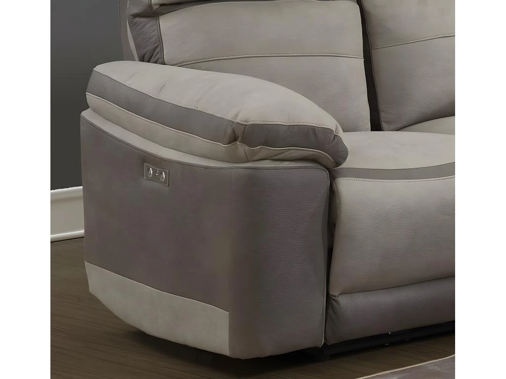 Canapé Relaxation 2 Places Motorisé En Tissu Bicolore Beige - CLARA 3 Canapé Relaxation 2 Places Motorisé En Tissu Bicolore Beige - CLARA – Image 3