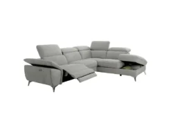 TOLEDO - Canapé D'Angle Droit 1 Relax Electrique Gris Clair