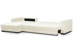 Canapé D'angle à Gauche Convertible 5 Places En Tissu Bouclette écru Avec Coffre De Rangement - Robin -Canapé Soldes Boutique canape 9168097