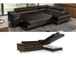 Canapé D'angle Convertible - ERIKA - En Tissu Luxe 5 Places, Chocolat Et Marron, Angle Droit (vu De Face) -Canapé Soldes Boutique canape 9168289