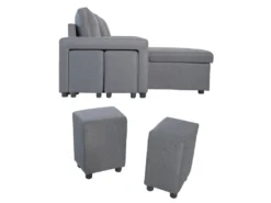 Canapé D'angle Convertible TONY 3 Places Gris Chiné - HAPPY GARDEN -Canapé Soldes Boutique canape 9168387