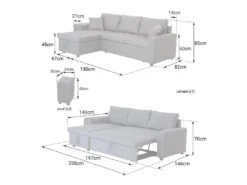 Canapé D'angle Convertible TONY 3 Places Gris Chiné - HAPPY GARDEN -Canapé Soldes Boutique canape 9168389