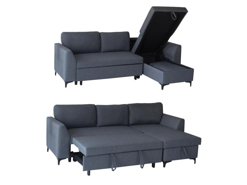 Canapé D'angle Convertible LOGAN 3 Places Gris Chiné - HAPPY GARDEN 3 Canapé D'angle Convertible LOGAN 3 Places Gris Chiné - HAPPY GARDEN – Image 3