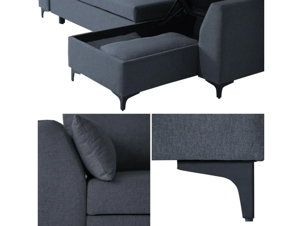Canapé D'angle Convertible LOGAN 3 Places Gris Chiné - HAPPY GARDEN 4 Canapé D'angle Convertible LOGAN 3 Places Gris Chiné - HAPPY GARDEN – Image 4