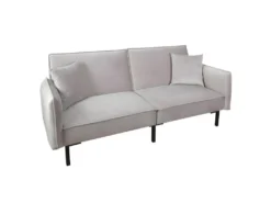 VIKTOR - Canapé Convertible 2 Places Velours Taupe