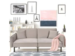 VIKTOR - Canapé Convertible 2 Places Velours Taupe -Canapé Soldes Boutique canape 9168967