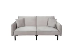 VIKTOR - Canapé Convertible 2 Places Velours Taupe -Canapé Soldes Boutique canape 9168969