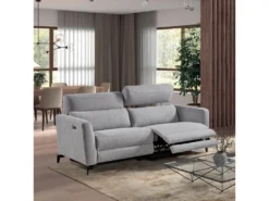 MUMBAI - Canapé Relax Electrique 3 Places Gris Foncé