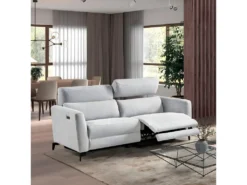 MUMBAI - Canapé Relax Electrique 3 Places Gris Clair