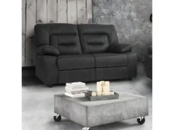 ALMERIA - Canapé Relax Electrique 2 Places Gris Foncé