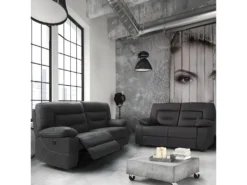 ALMERIA - Canapé Relax Electrique 2 Places Gris Foncé -Canapé Soldes Boutique canape 9170811