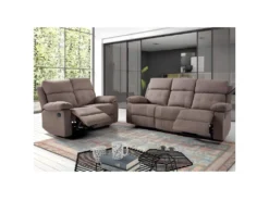 AZUAGA - Canapé Relax Manuel 3 Places Tissu Marron -Canapé Soldes Boutique canape 9170855