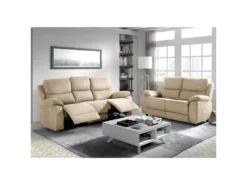 VALENCE - Canapé Relax Electrique 3 Places Beige