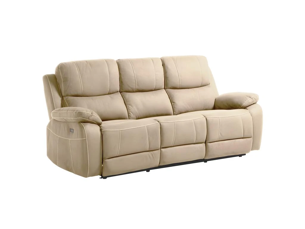 VALENCE - Canapé Relax Electrique 3 Places Beige 2 VALENCE - Canapé Relax Electrique 3 Places Beige – Image 2