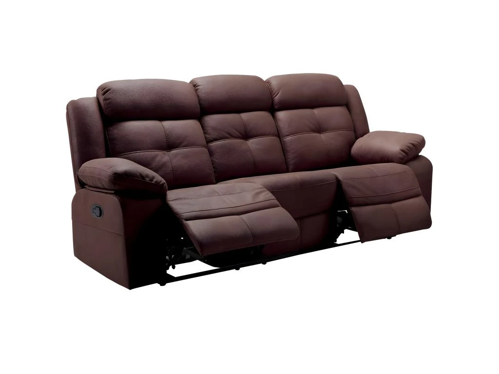 FABARES - Canapé Relax Manuel 3 Places Chocolat 2 FABARES - Canapé Relax Manuel 3 Places Chocolat – Image 2