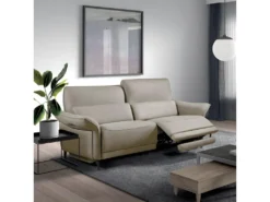 OSTRAVA - Canapé Relax Electrique 3 Places Tissu Beige