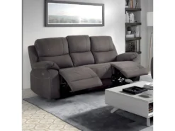 VALENCE - Canapé Relax Electrique 3 Places Taupe