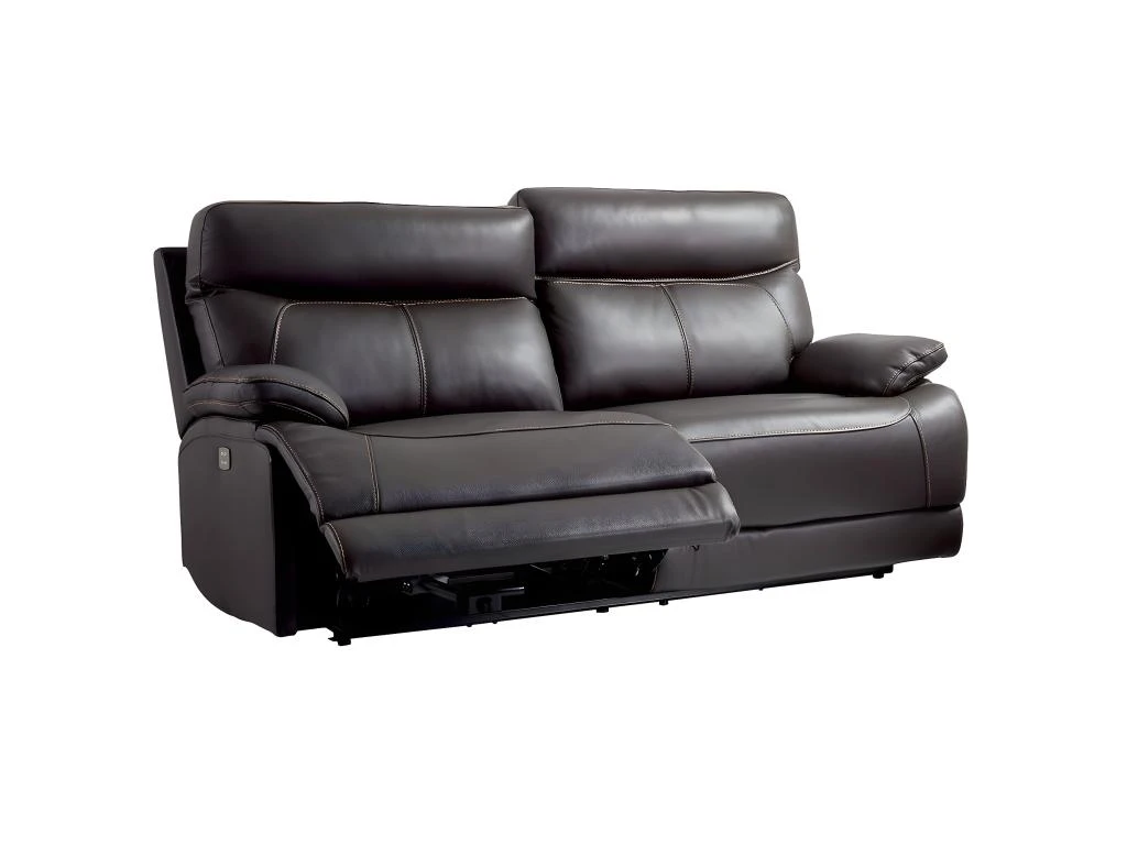 CORDOUE - Canapé Relax Electrique 3 Places Cuir Marron 3 CORDOUE - Canapé Relax Electrique 3 Places Cuir Marron – Image 3