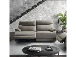 CORDOUE - Canapé Relax Electrique 3 Places Tissu Gris