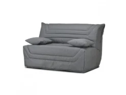 Banquette Lit BZ 140x190 Cm En Tissu Gris Et Matelas 12 Cm - CYRIAC