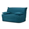 Banquette Lit BZ 140x190 Cm En Tissu Bleu Et Matelas 12 Cm - CYRIAC