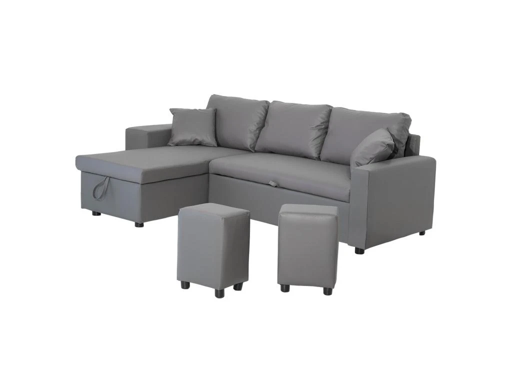 Canapé D'angle Convertible TONY 3 Places Gris - HAPPY GARDEN 2 Canapé D'angle Convertible TONY 3 Places Gris - HAPPY GARDEN – Image 2