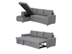 Canapé D'angle Convertible TONY 3 Places Gris - HAPPY GARDEN 7 Canapé D'angle Convertible TONY 3 Places Gris - HAPPY GARDEN -Canapé Soldes Boutique canape 9316567