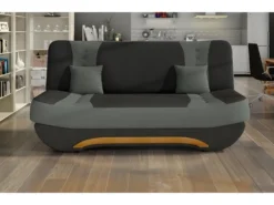 Canapé 3 Places Convertible Et Espace De Rangement - Bicolore Anthracite / Gris Clair - En Tissu De Qualité, EWIN